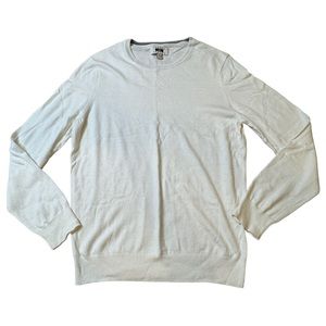 Joseph Abboud Cotton & Cashmere Blend Men’s Cream/Ivory Knit Sweater, Size Large